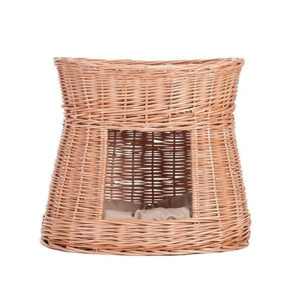 Natural Wicker Cat House Cari With Cushions