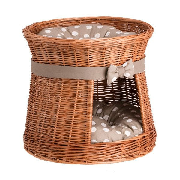 Natural Wicker Cat House Rosie With Cushions 
